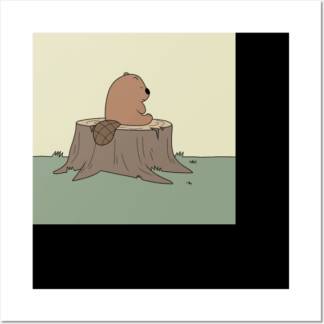 Beaver on the stump - We Bare Bears Wall Art by valentinahramov